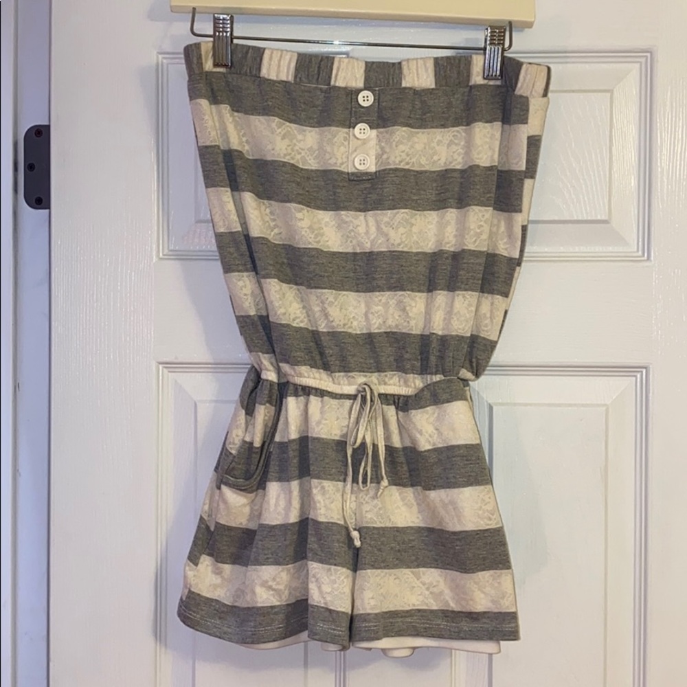 Gray and White Romper!
